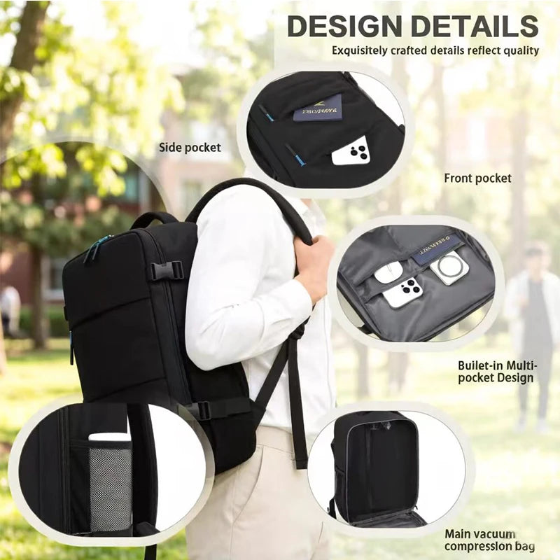 Vacuum Compression Travel Backpack with Pump - Durable Vacuum-Sealed Carry-On, Adjustable Shoulder Strap & Zipper Closure, Suita
