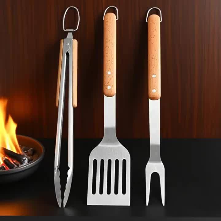 🔥 PitMaster Beechwood BBQ Tool Set