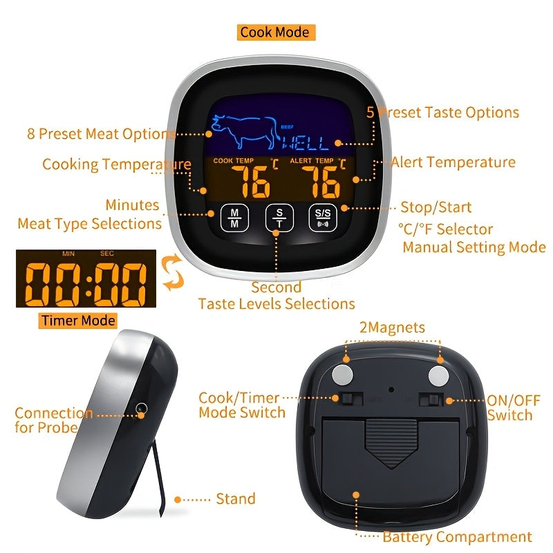 🔥 GrillSense Touch BBQ Thermometer